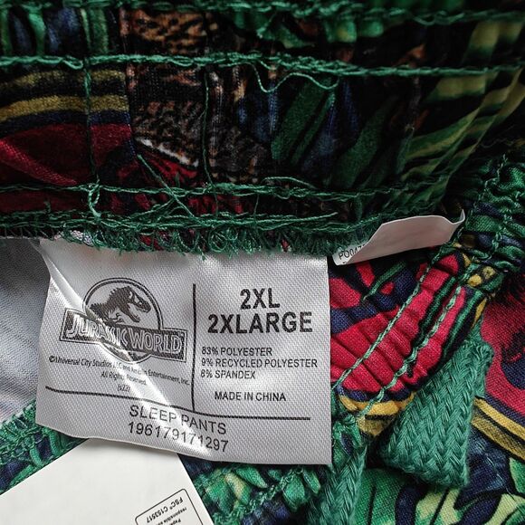 Jurassic Park World Sleep Pants Men's 2XL Logo Green Jungle Raptor Pajama NWT - Picture 3 of 3